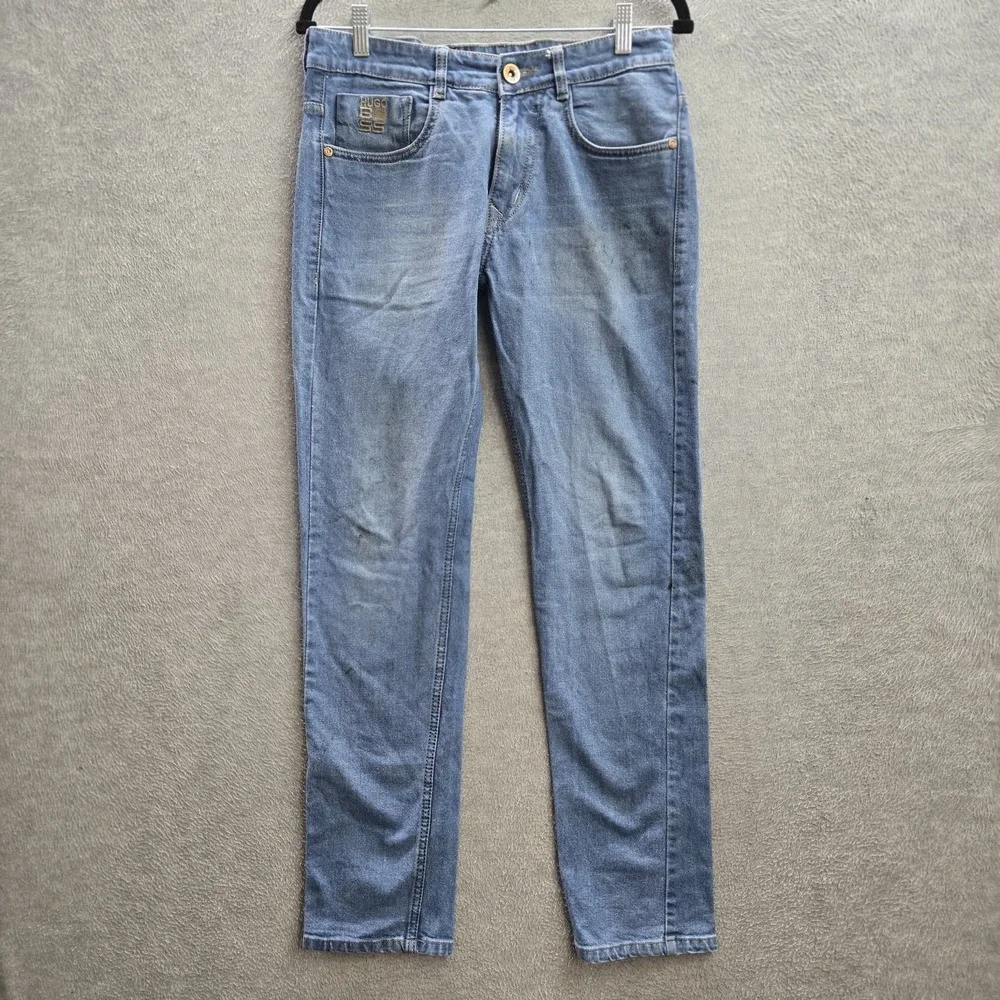 Hugo Boss Men Jeans 30 Blue Denim Embroidered Slim 30